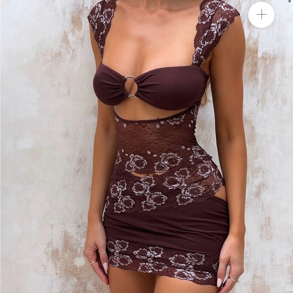 Elegant Brown Lace Dress